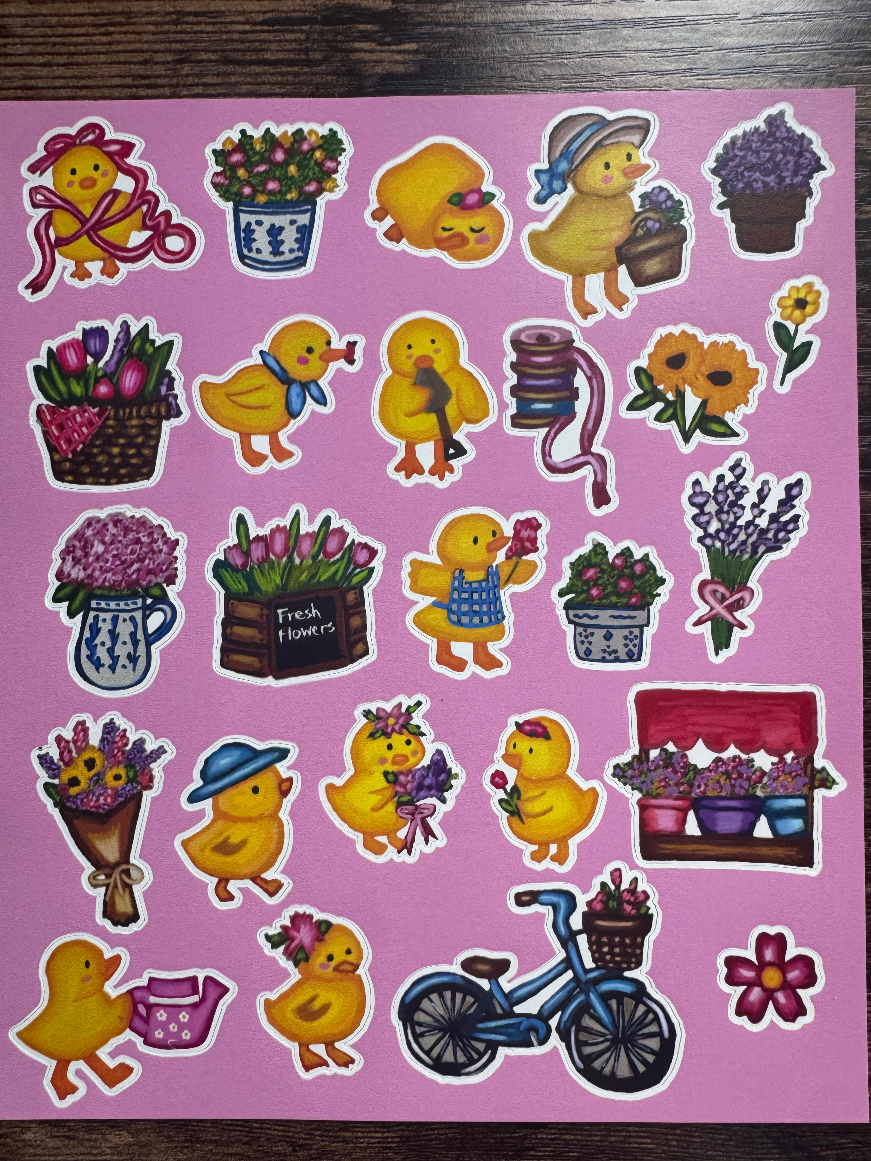 Floral & Duck Sticker Sheets