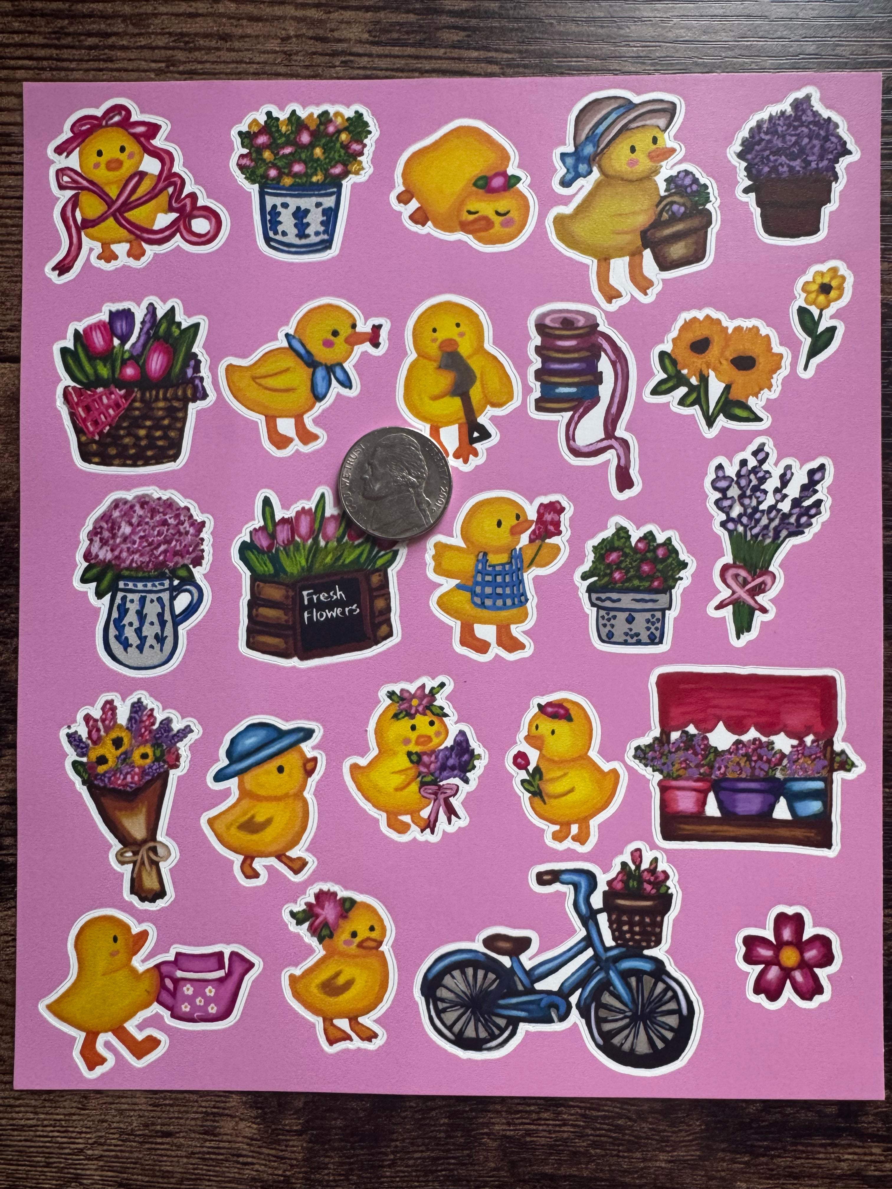 Floral & Duck Sticker Sheets