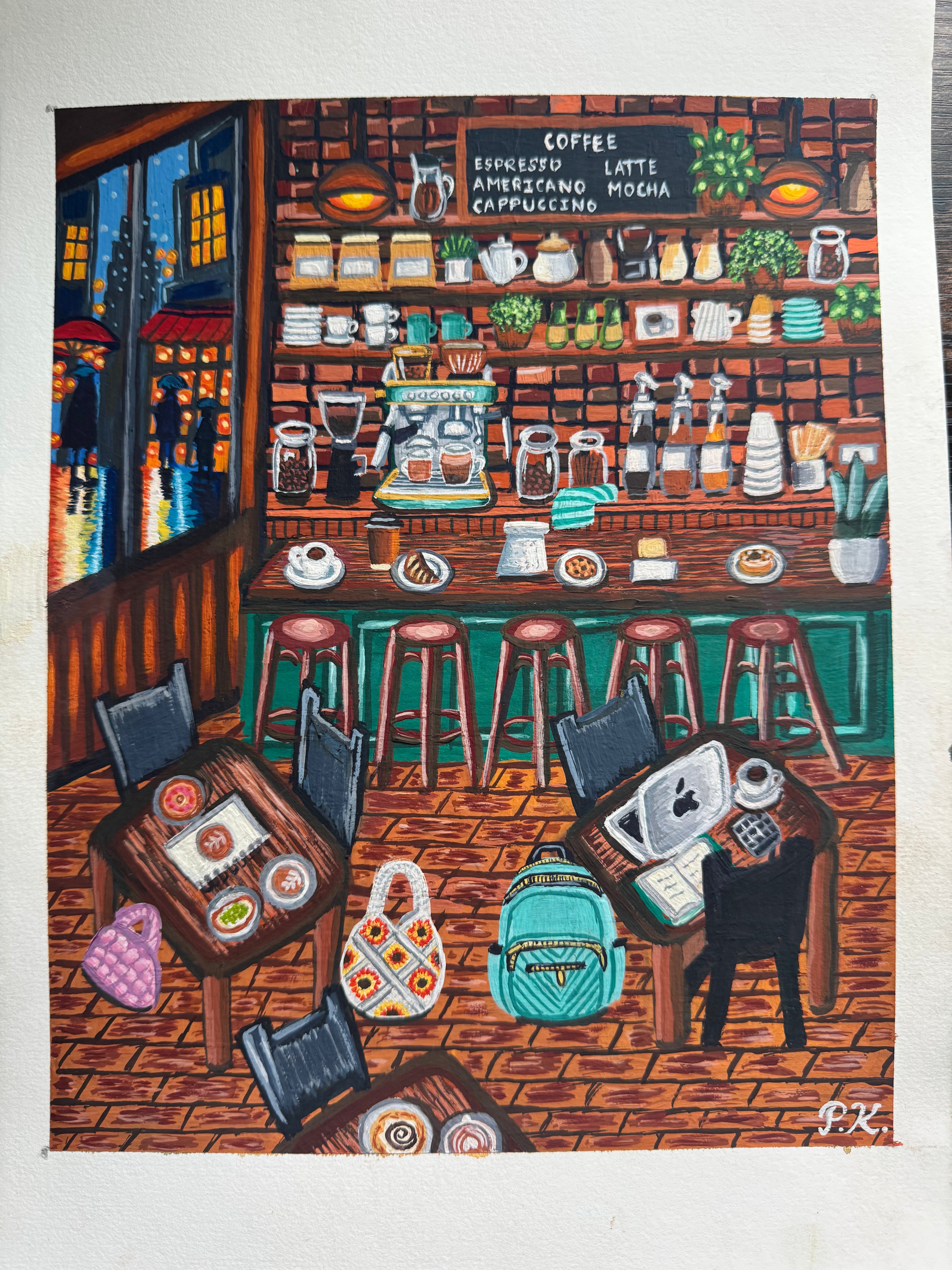Coffee Shop Painting (Original - 8 in. x 10 in.)