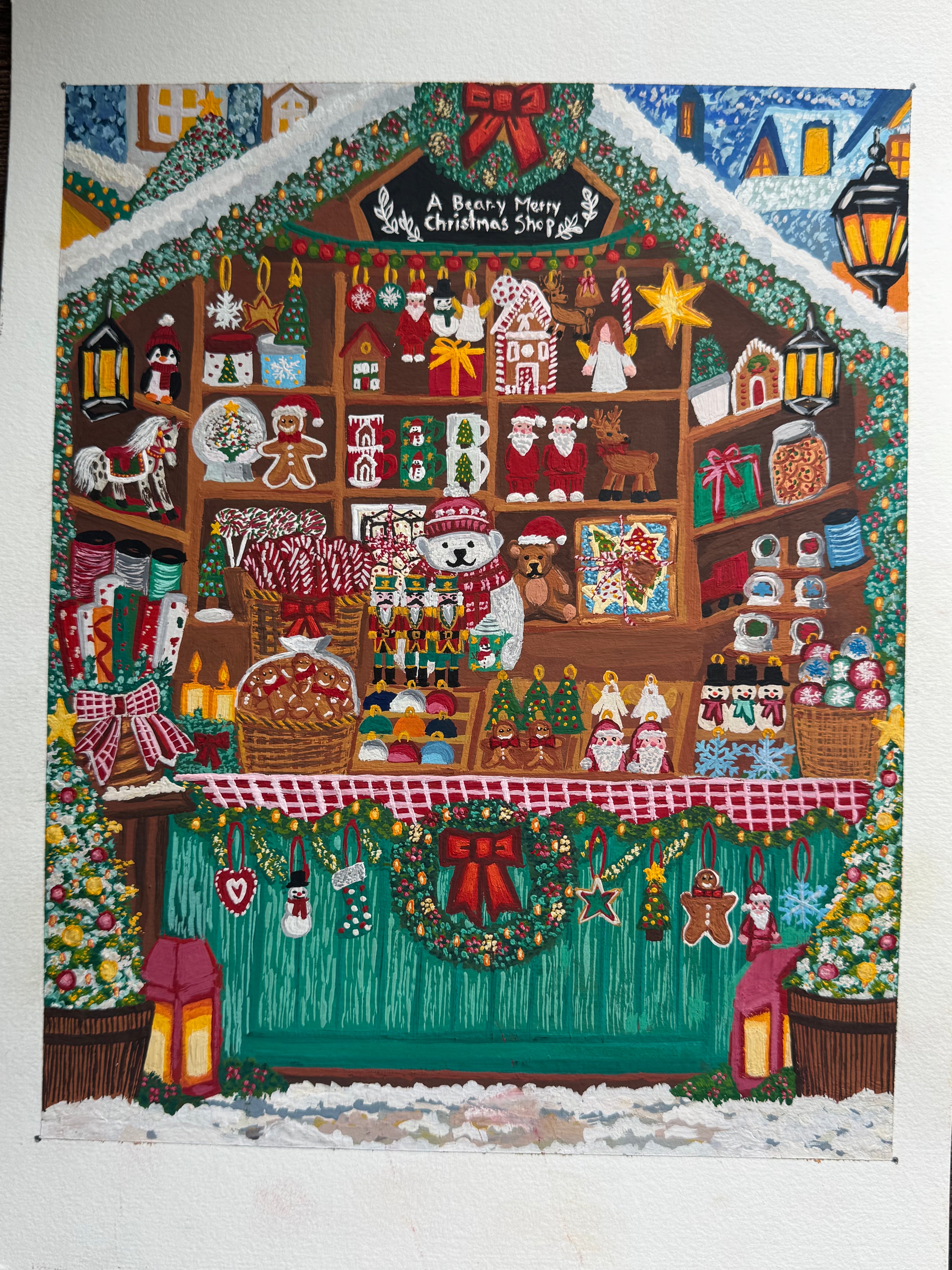 Christmas Themed Gouache Painting (Original - 8 in. x 10 in.)