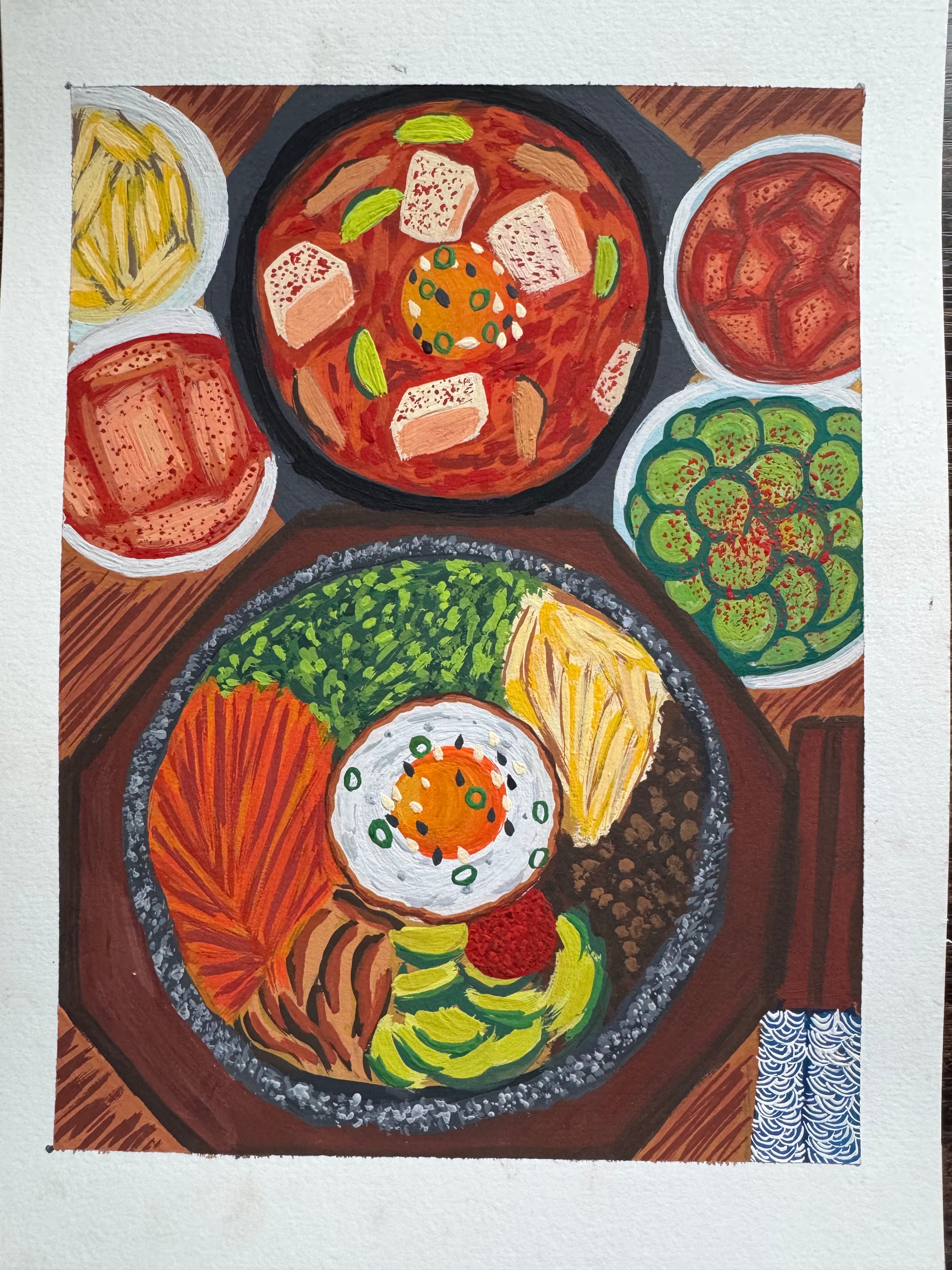 Korean Food Gouache Painting (Original - 6 in. x 8 in.)