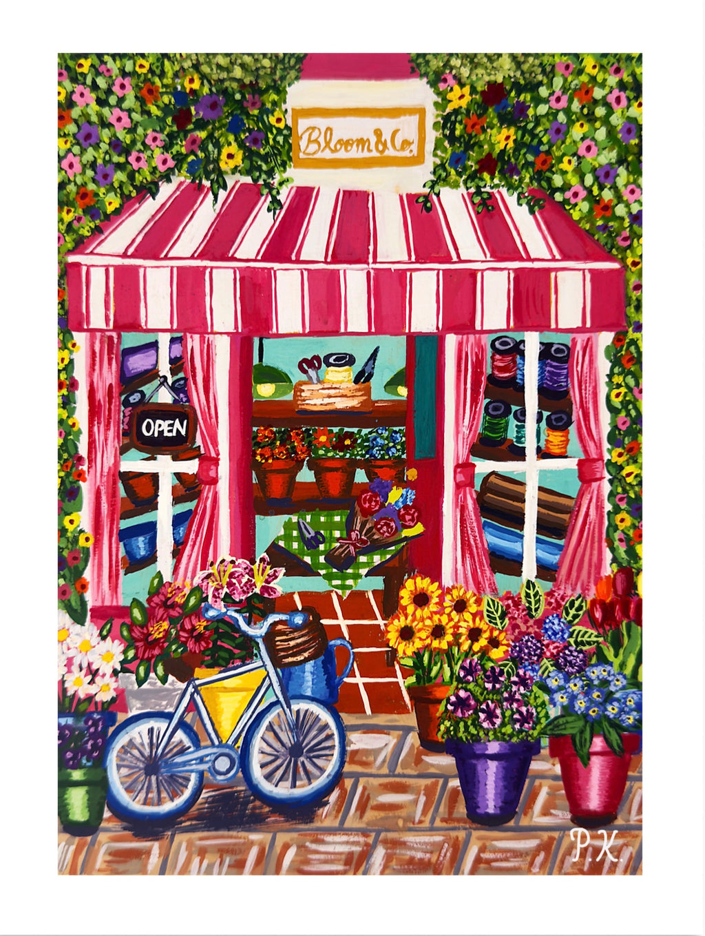 Flower Shop Gouache Painting (Original - 6 in. x 8 in.)