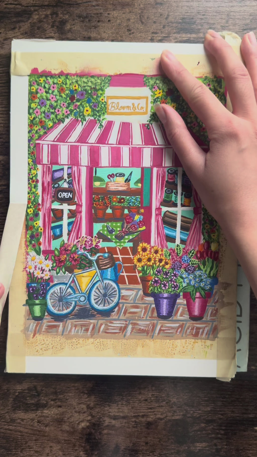Flower Shop Gouache Painting (Original - 6 in. x 8 in.)