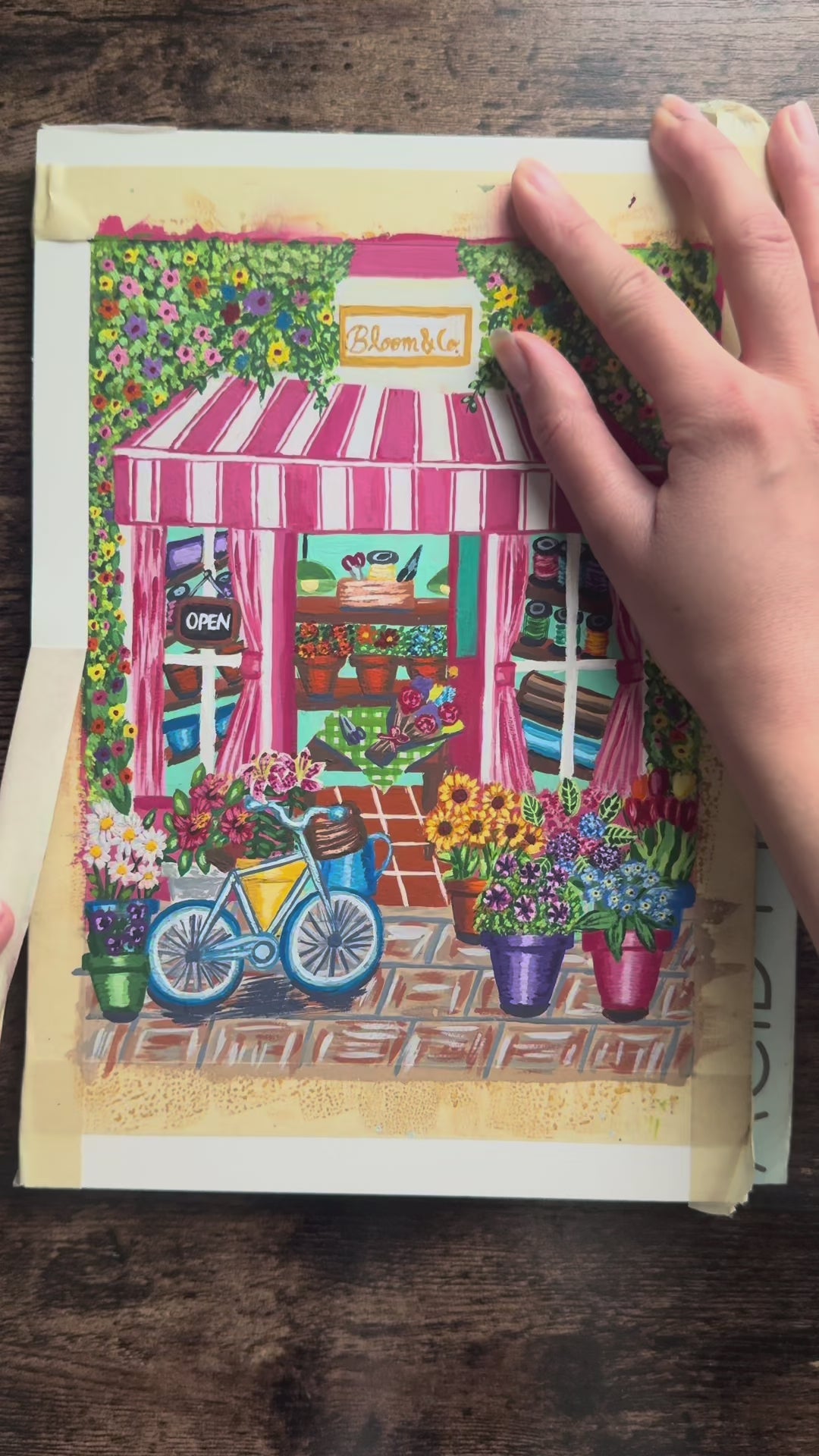 Flower Shop Gouache Painting (Original - 6 in. x 8 in.)